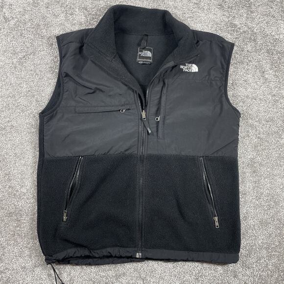 North Face Vest Mens Medium Fleece Denali Polartec Outdoors Zip Pockets Black - Picture 1 of 16